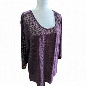 DEX Women's Burgundy   Crochet Knit Top Size 3x